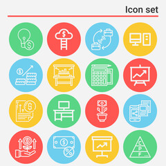 16 pack of profit  lineal web icons set