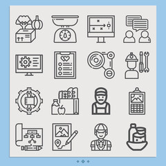 Simple set of deliberation related lineal icons.