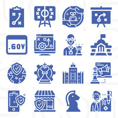 16 pack of policies  filled web icons set