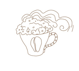 Coffee mug icon with cappuccino isolated on white background