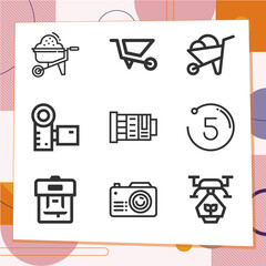 Simple set of 9 icons related to brought