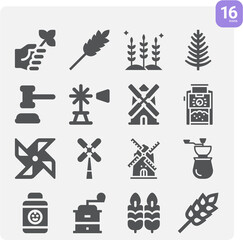 Simple set of flour related filled icons.