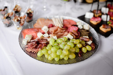 Delicacies and snacks on a buffet or banquet. Catering.