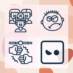 Simple set of confrontation related lineal icons