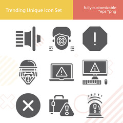 Simple set of error related filled icons.