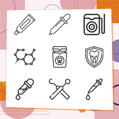 Simple set of 9 icons related to molar