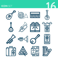 Simple set of 16 icons related to official document