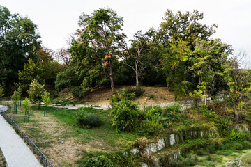 Fototapeta na wymiar Autumn landscape of Dragalina park, Drobeta Turnu Severin, Romania.