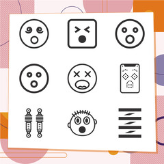 Simple set of 9 icons related to surprised
