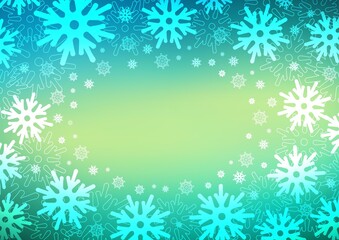 Fototapeta na wymiar Light Green, Yellow vector layout with bright snowflakes.