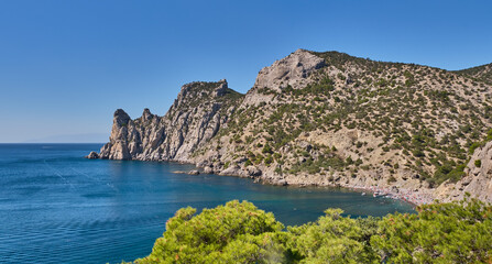 Crimean peninsula. Views of the Blue Bay. National botanical reserve New World