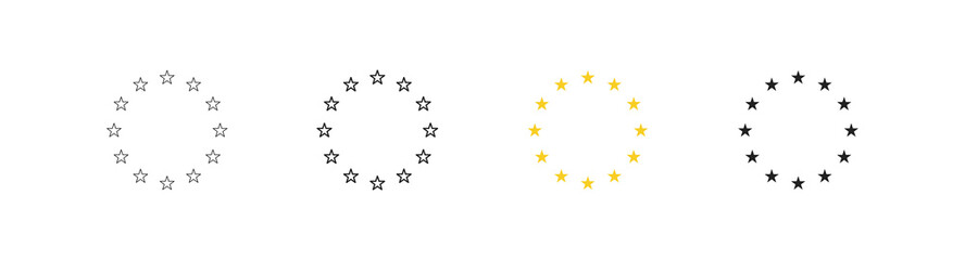 Circle eu star icon. European flag logo. Stars euro symbol in vector flat - obrazy, fototapety, plakaty