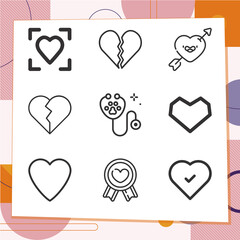 Simple set of 9 icons related to courage