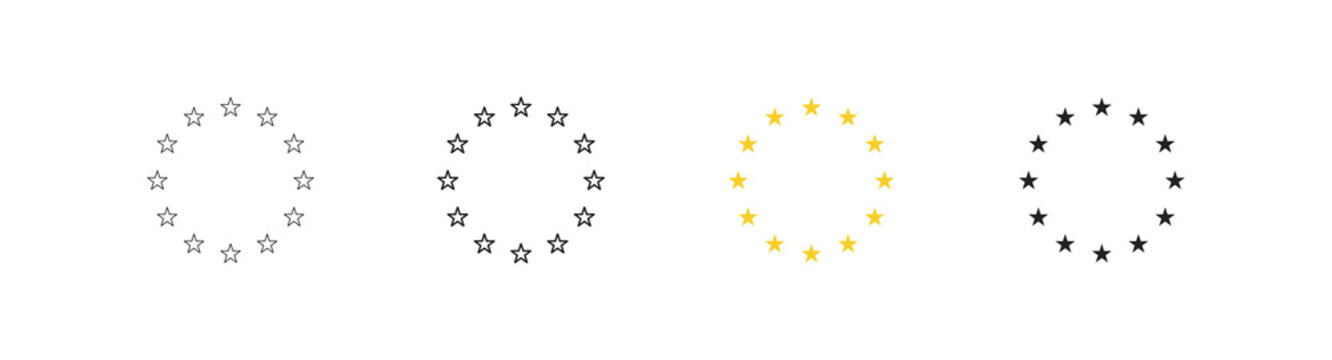 Circle eu star icon. European flag logo. Stars euro symbol in vector flat
