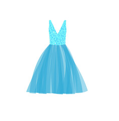 Blue dress with glitter, vector