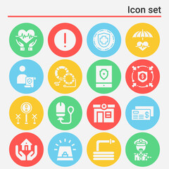 16 pack of accident  filled web icons set