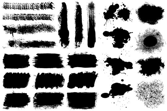 Brushes strokes vector. Grunge design elements.