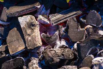 Close-up of burning charcoal