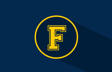 yellow blue F alphabet letter logo icon with circle. Simple and creative design for business and company