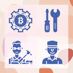 Simple set of composed related filled icons