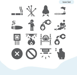 Simple set of smoking related filled icons.