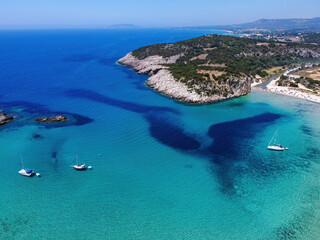 Fototapeta na wymiar Aerial panoramic view of Voidokilia lagoon near Pylos, Greece