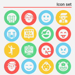 16 pack of pleased  filled web icons set