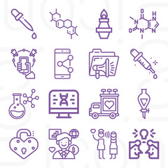 16 pack of interpersonal  lineal web icons set