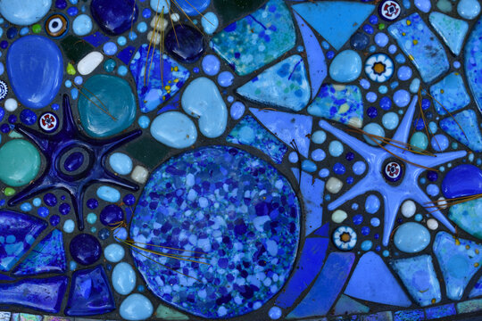 Shiny colourful  blue turquoise stones decorated in pattern making textures for background - Powered by Adobe