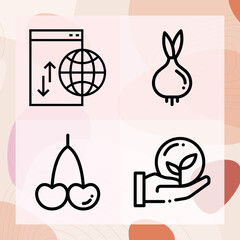 Simple set of flower related lineal icons