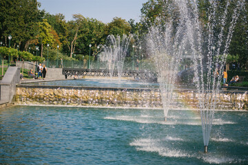 Fountain in the park in the city