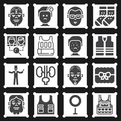 16 pack of masculinity  filled web icons set