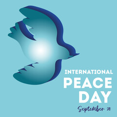 International Day of Peace lettering with dove silhouette