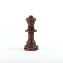 single black chess piece queen on white background
