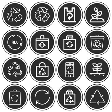 16 pack of bottle collection  lineal web icons set
