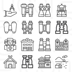 16 pack of township  lineal web icons set