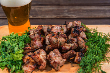 grill meat, green and beer
