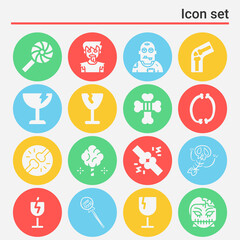 16 pack of brittle  filled web icons set