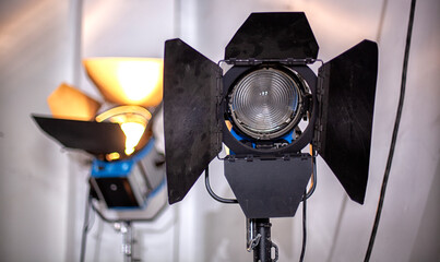  Film industry. lighting equipment used during the filming of the concert.