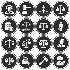 16 pack of legal philosophy  filled web icons set