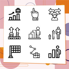 Simple set of 9 icons related to tenure