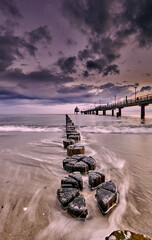 morning mood at sandy beach in Zingst Mecklenburg-Westpommerania Germany