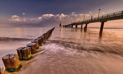 morning mood at sandy beach in Zingst Mecklenburg-Westpommerania Germany