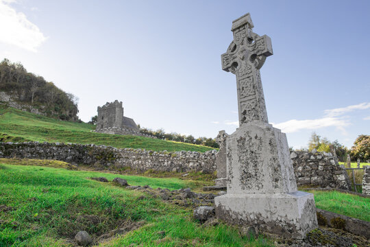 Celtic cross in rural Ireland