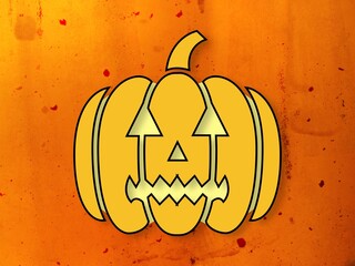 Helloween graphics for boHelloween graphics with a terrible yellow pumpkin motif - for book cover or bannerok cover or banner - obrazy, fototapety, plakaty