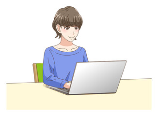 パソコンを操作する女性