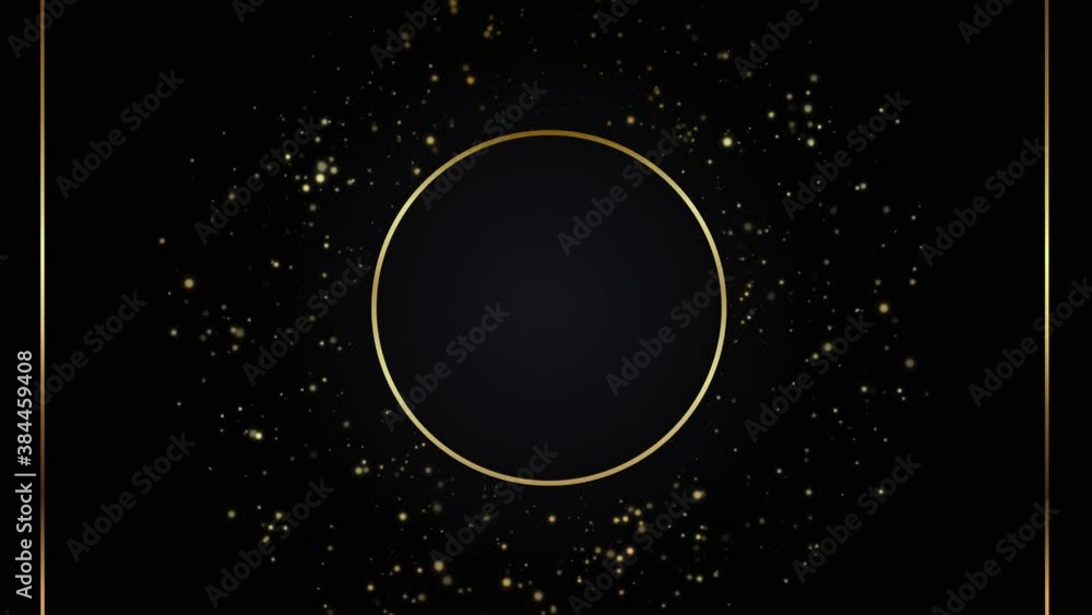 Sticker golden circle and shiny spheres,luxury 4k background animation footage