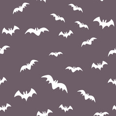 Halloween pattern with flying bats. Vector seamless background. Bat simple illustration texture.