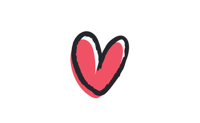 Sign of a heart. Love symbol doodle. Hand drawn vector illustration.