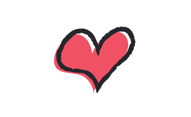 Sign of a heart. Love symbol doodle. Hand drawn vector illustration.